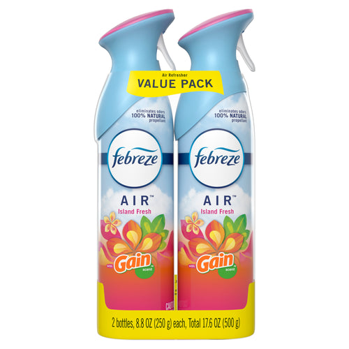 Odor-Eliminating Air Freshener Spray, Gain Island Fresh, 2 Ct